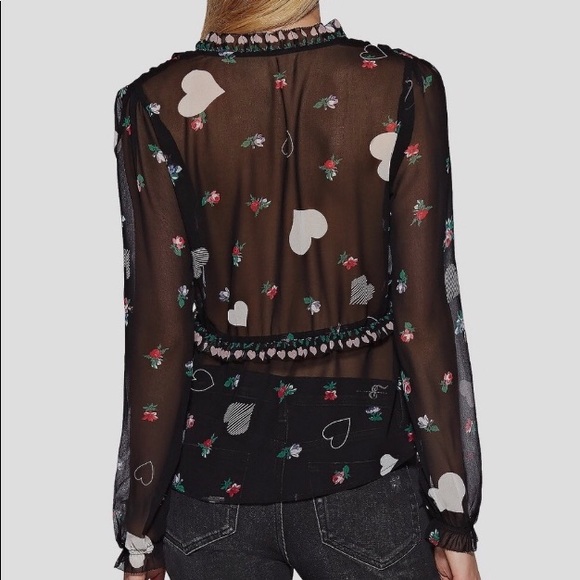 NWT Avec Les Filles Heart Boho Top - Picture 2 of 2